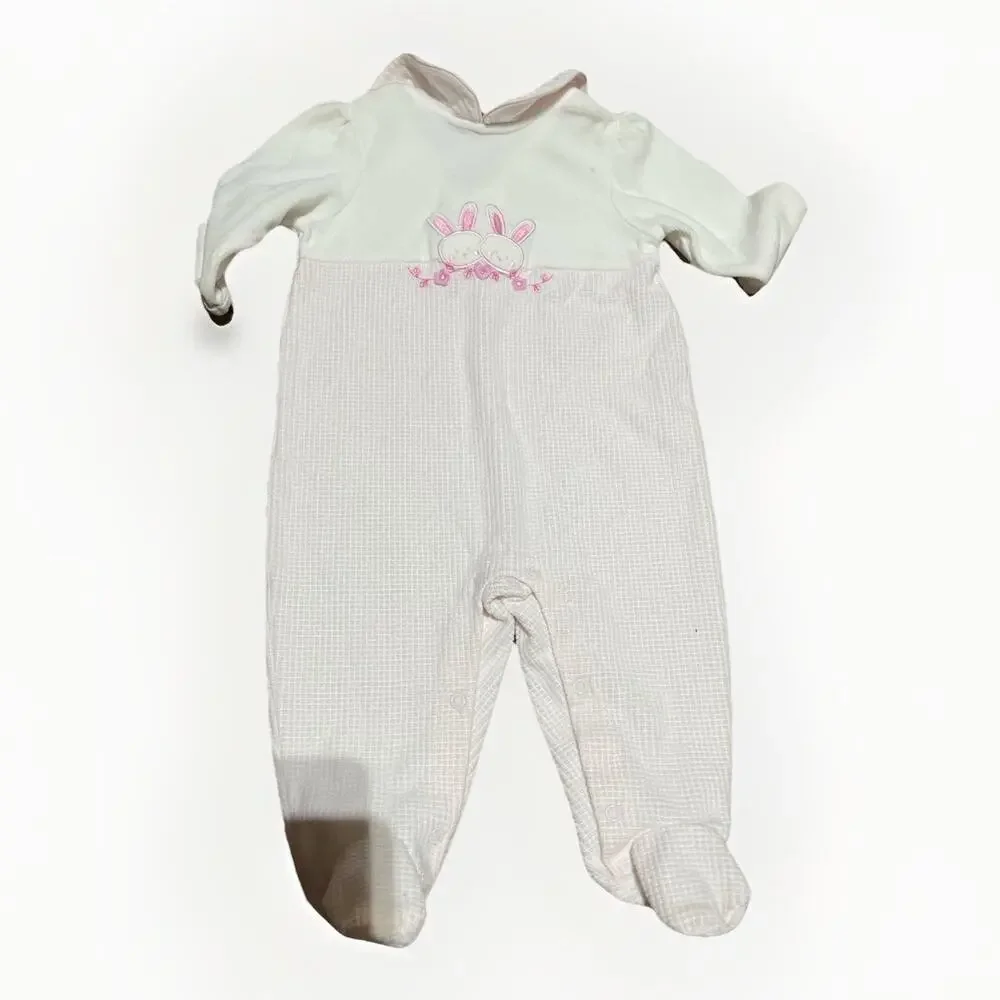 First‎ Impressions Vintage 6/9 month Pink Soft Embroidered Baby Bubble Romper